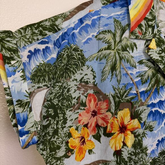 Marine Layer Hawaiian Shirt Womens Medium Malia Button Camp Rainbow Beach NWT - Picture 8 of 12